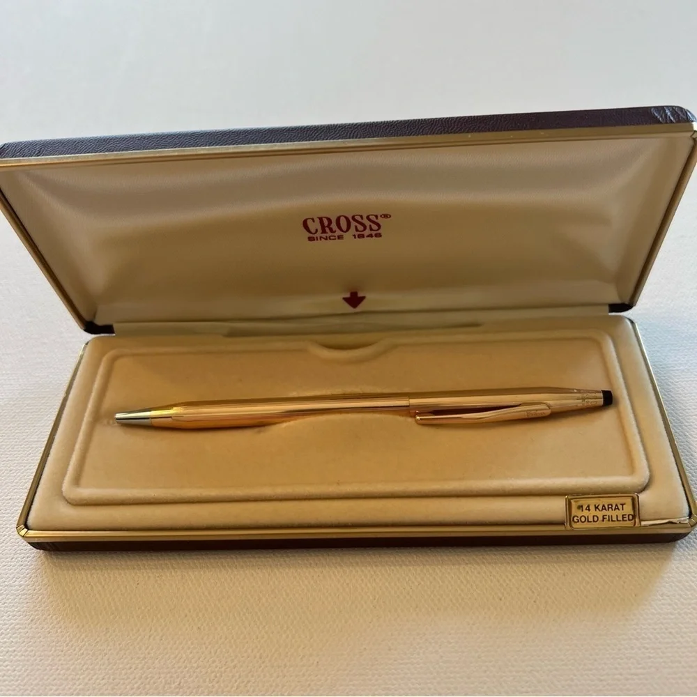 In Box Cross Ballpoint Pen 14KT‎ Gold Mint Condition (C4) Engraved 